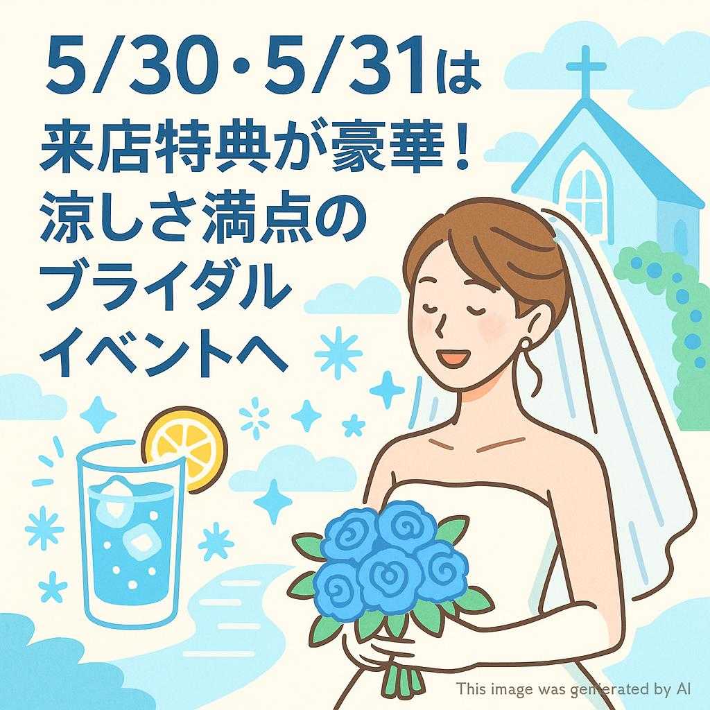 5/30・5/31は来店特典が豪華！涼しさ満点のブライダルイベントへ