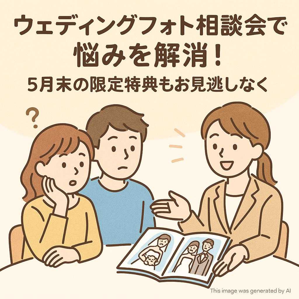 ウェディングフォト相談会で悩みを解消!5月末の限定特典もお見逃しなく