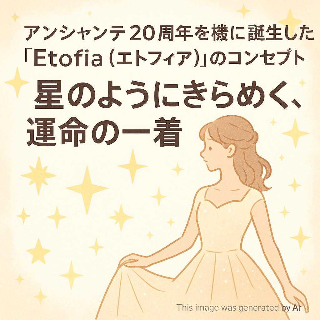 アンシャンテ20周年を機に誕生した「Etofia(エトフィア)」のコンセプト「星のようにきらめく、運命の一着」を紹介