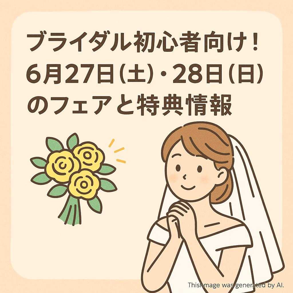 ブライダル初心者向け！6月27日（土）・28日（日）のフェアと特典情報