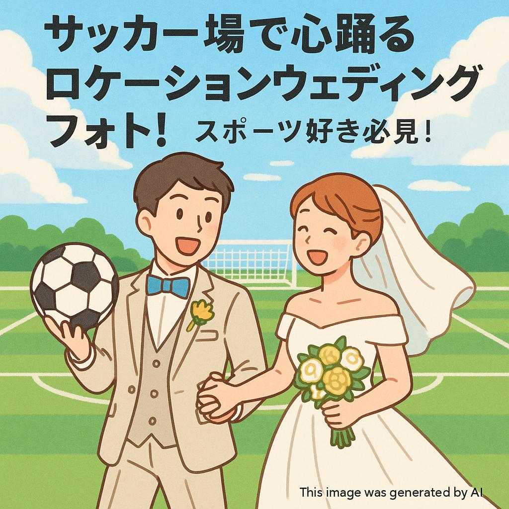 サッカー場で心踊るロケーションウェディングフォト！スポーツ好き必見