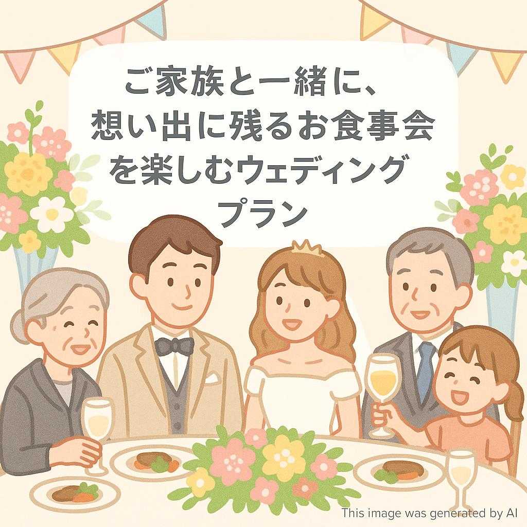 ご家族と一緒に、想い出に残るお食事会を楽しむウェディングプラン
