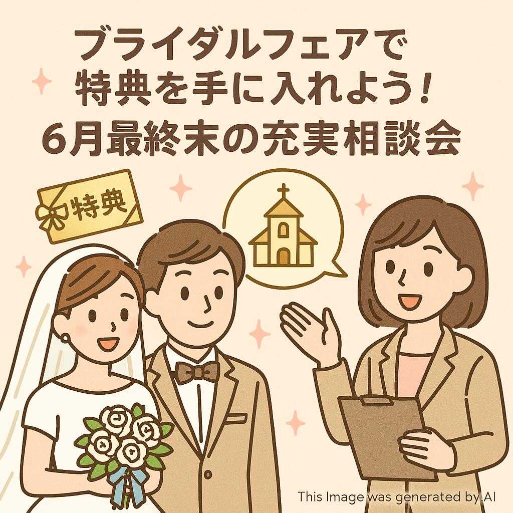 ブライダルフェアで特典を手に入れよう!6月最終末の充実相談会