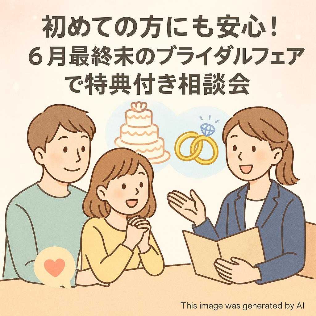 初めての方にも安心！6月最終末のブライダルフェアで特典付き相談会