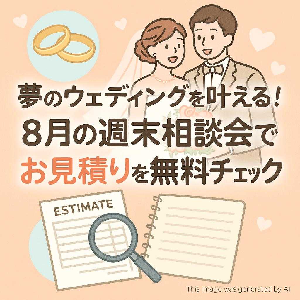 夢のウェディングを叶える!8月の週末相談会でお見積りを無料チェック