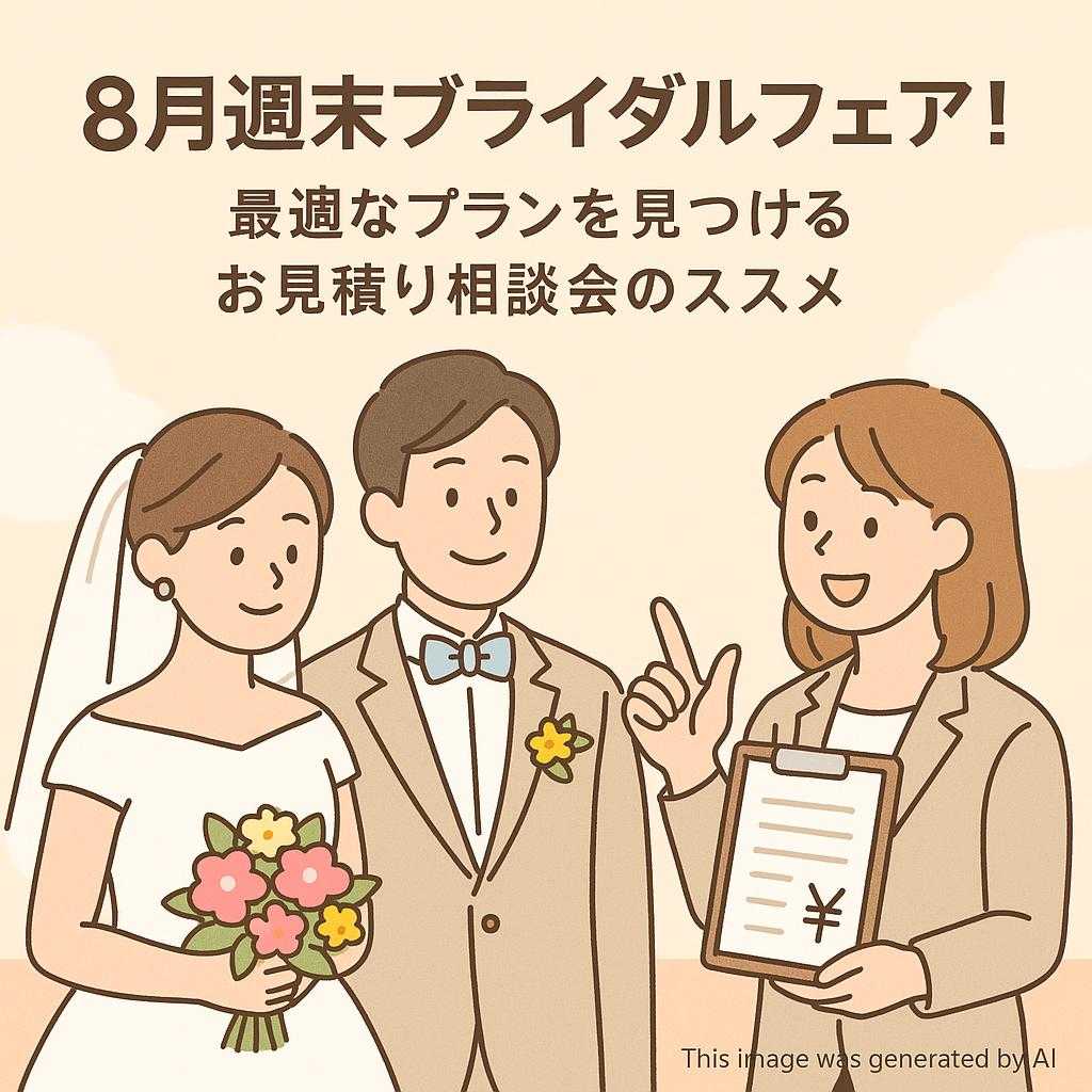8月週末ブライダルフェア！最適なプランを見つけるお見積り相談会のススメ