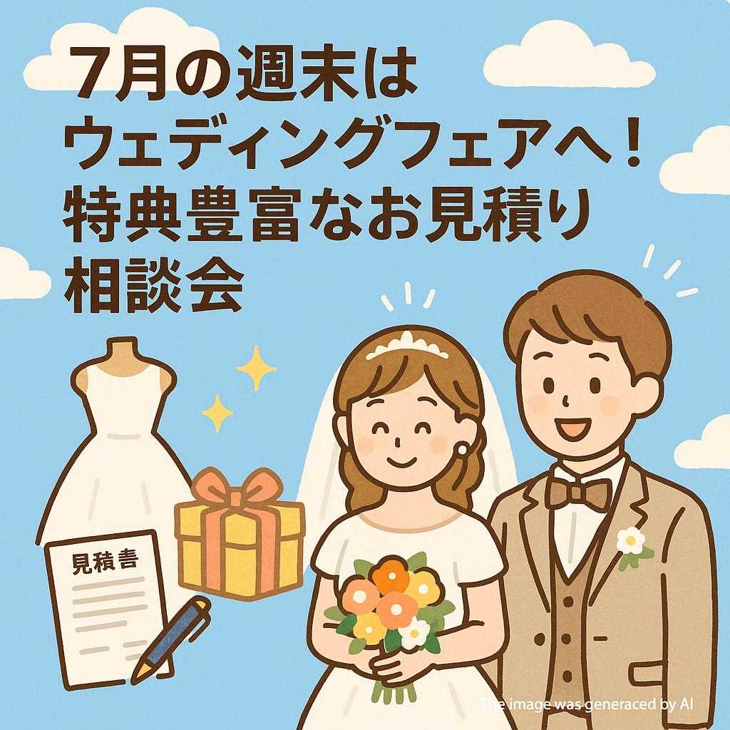 7月の週末はウェディングフェアへ！特典豊富なお見積り相談会