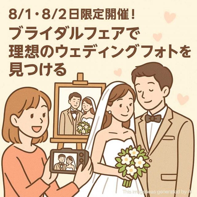 8/1・8/2日限定開催！ブライダルフェアで理想のウェディングフォトを見つける