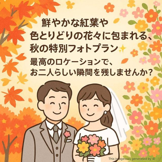 鮮やかな紅葉や色とりどりの花々に包まれる、秋の特別フォトプラン✨ 最高のロケーションで、お二人らしい瞬間を残しませんか？