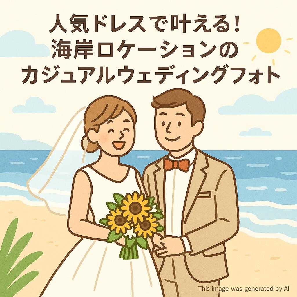 人気ドレスで叶える！海岸ロケーションのカジュアルウェディングフォト