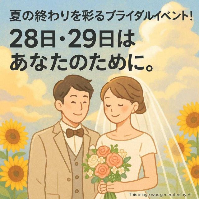 夏の終わりを彩るブライダルイベント！28日・29日はあなたのために
