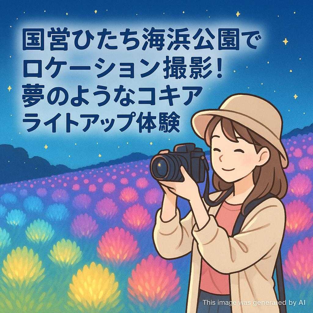国営ひたち海浜公園でロケーション撮影!夢のようなコキアライトアップ体験
