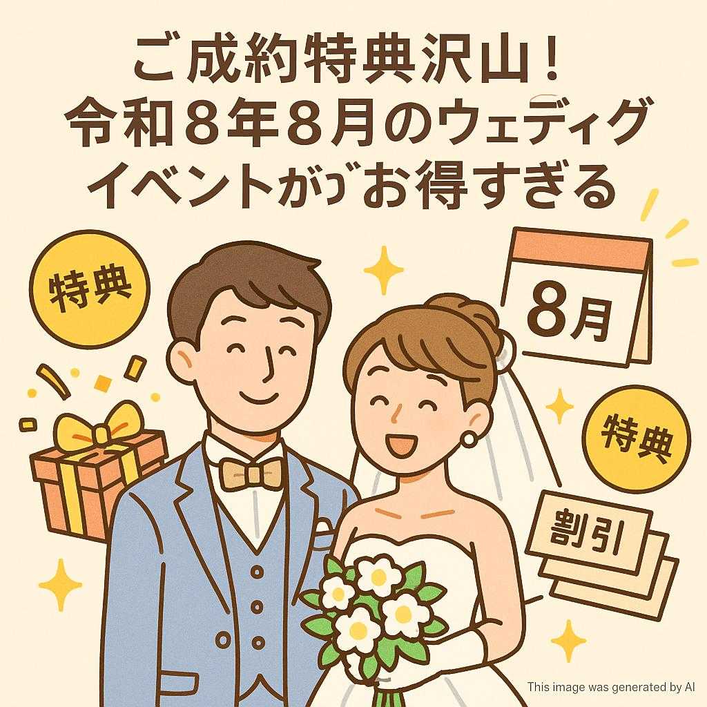 ご成約特典沢山！令和8年8月のウェディングイベントがお得すぎる