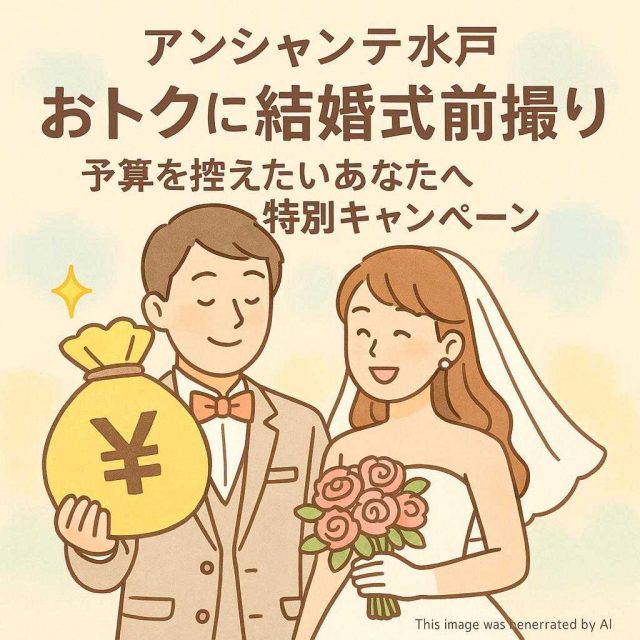 アンシャンテ水戸おトクに結婚式前撮り！予算を控えたいあなたへ特別キャンペーン