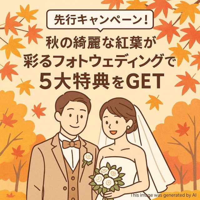 先行キャンペーン！秋の綺麗な紅葉が彩るフォトウェディングで5大特典をGET