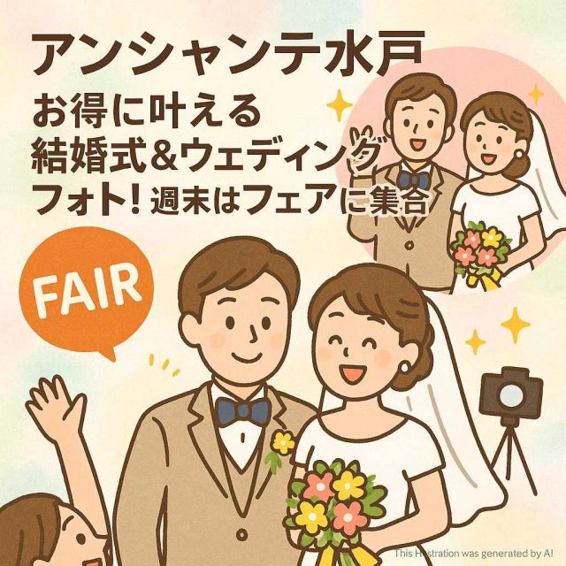 アンシャンテ水戸 お得に叶える結婚式＆ウェディングフォト！週末はフェアに集合